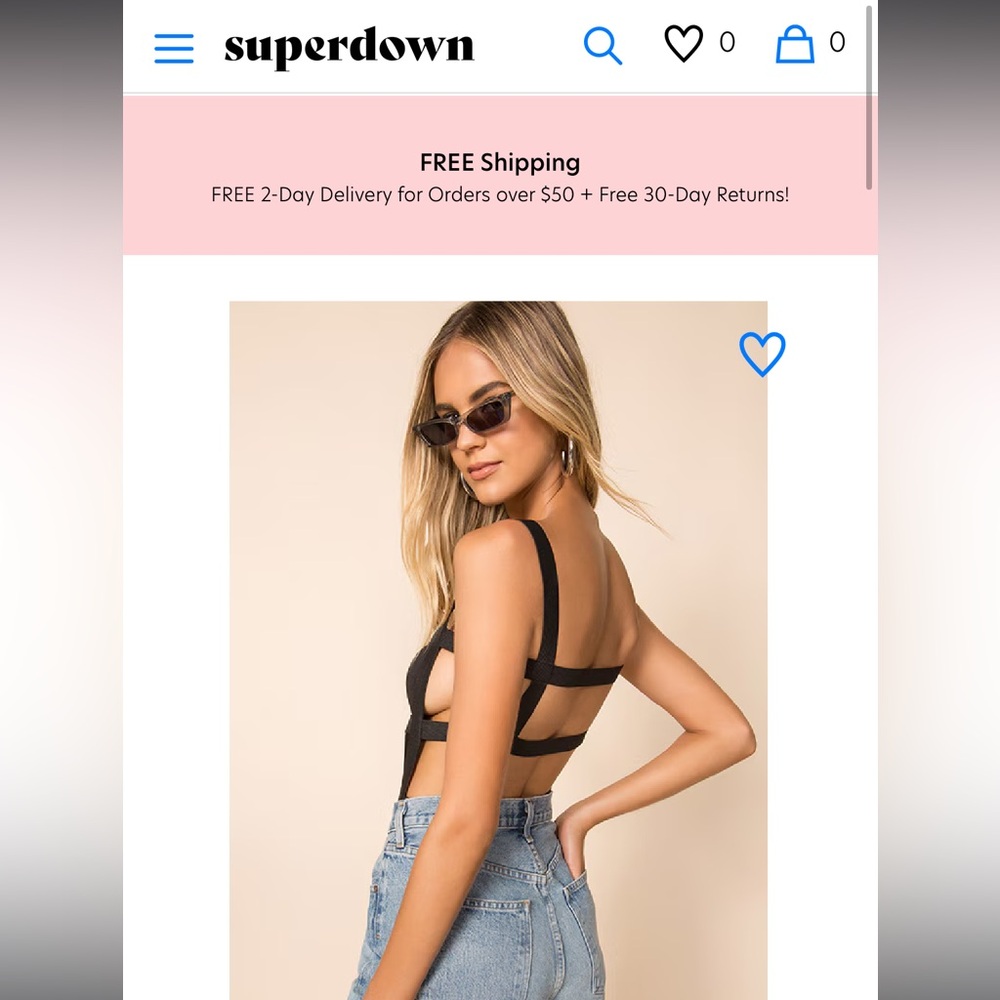 Superdown Camille Strappy Back Bodysuit in Black- new with tags!